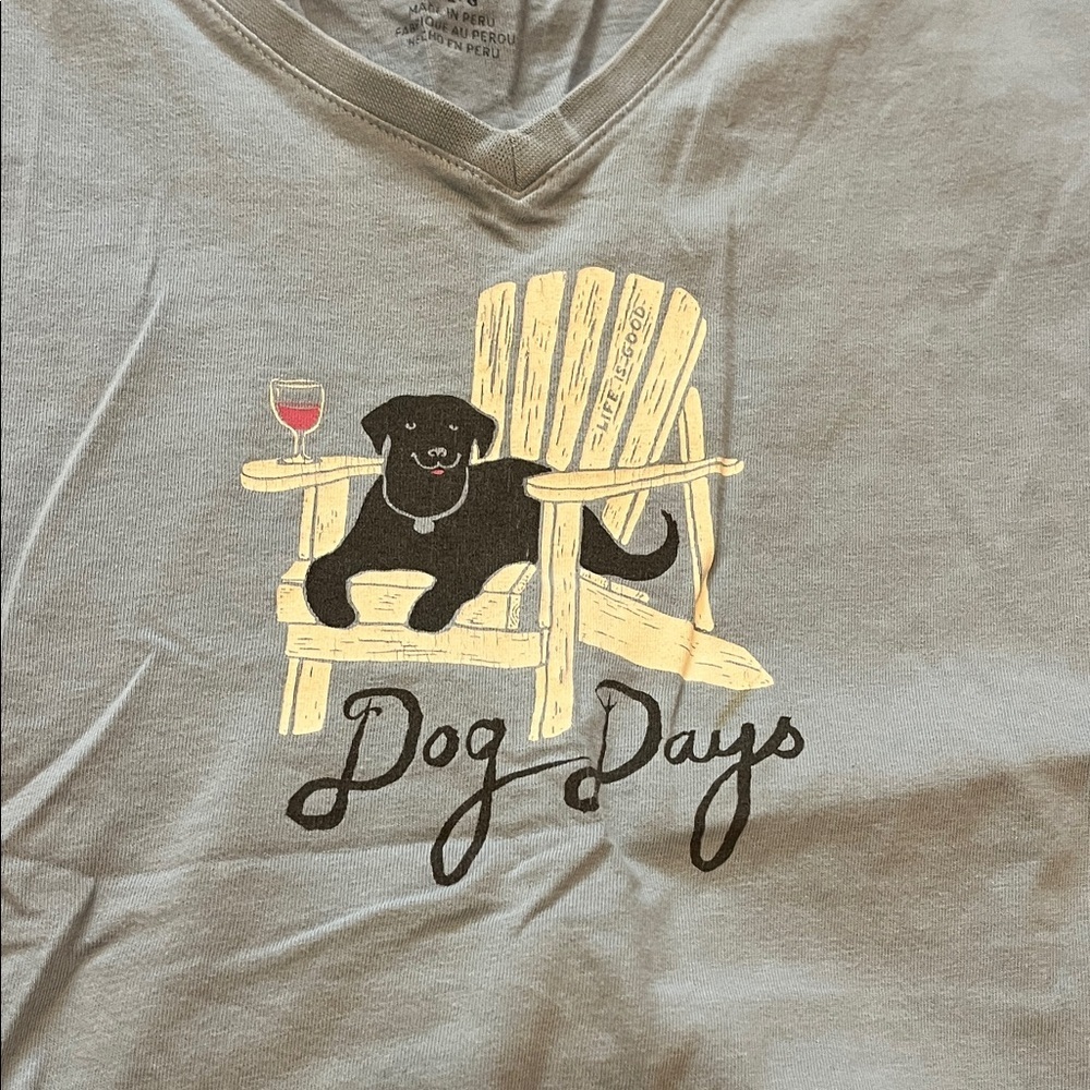 Life is Good Blue Graphic Dog Days T-Shirt Large - Picture 3 of 5